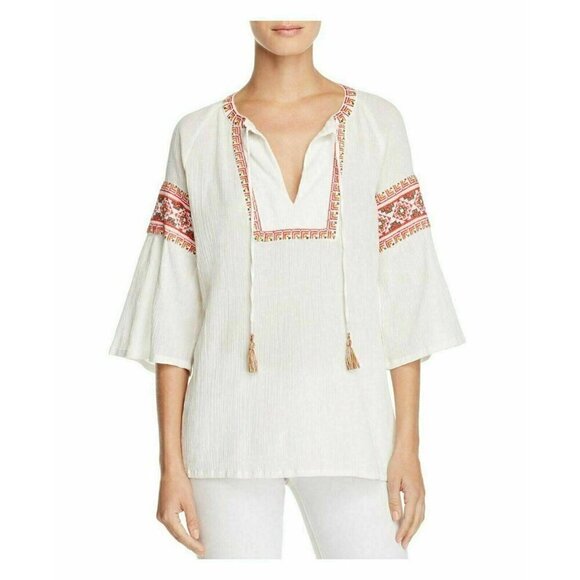 French Connection Tops - French Connection Women's White Adanna Embroidered Top Size M